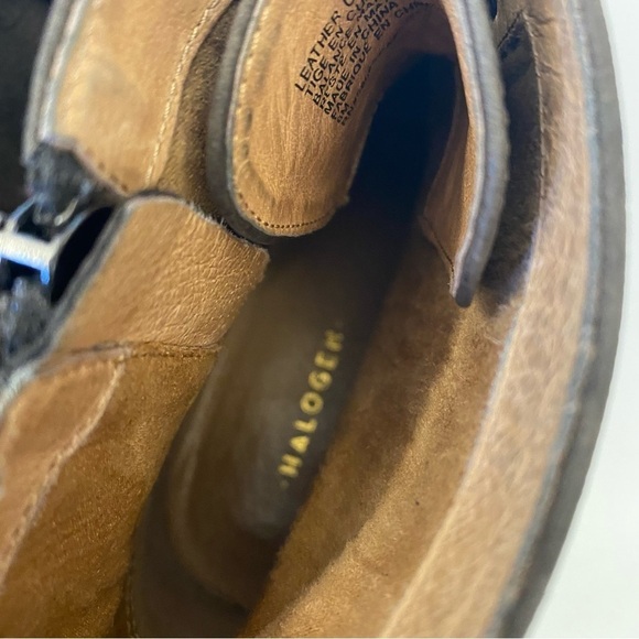 Halogen x Nordstrom || Layla Combat Leather Ankle Boots Brown 6 - Picture 5 of 7